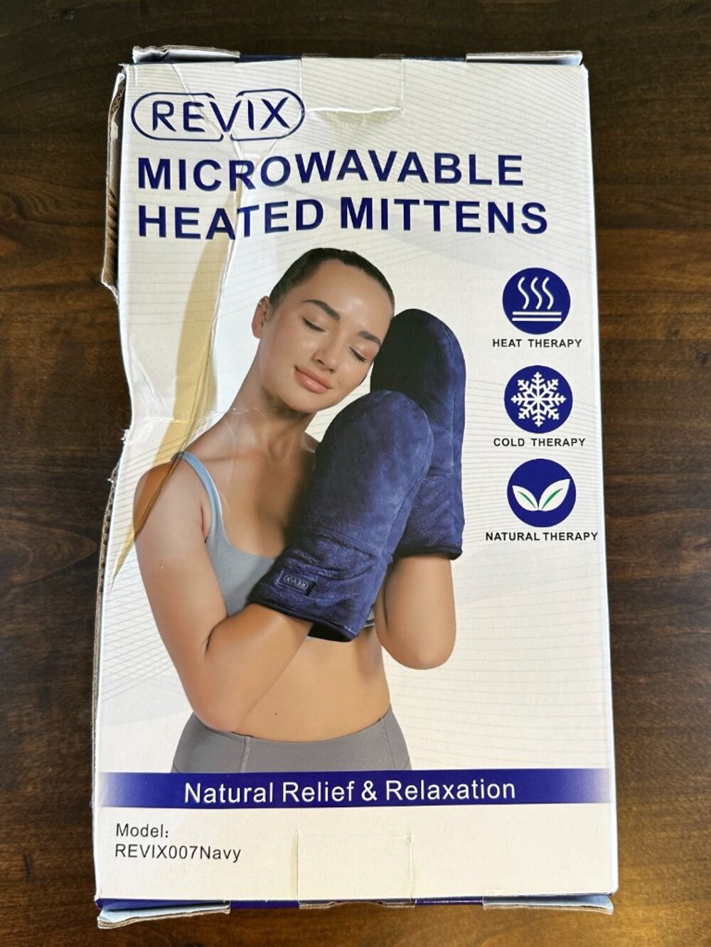 NIB REVIX Microwavable Heating Mittens Navy Blue Model REVIX007Navy Hand Therapy